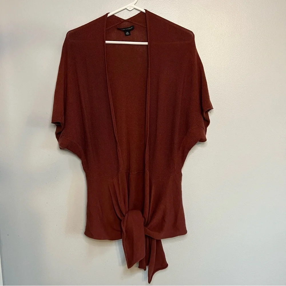Banana Republic Wool Blend Open Front Cardigan Sz XS Rust Short Sleeve boho fall